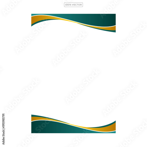 Header footer green gold curve abstract style border frame vector illustration banner background design
