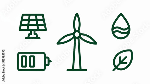 Vector icon set symbolizing renewal and regeneration, illustrating growth and positive change for various concepts.