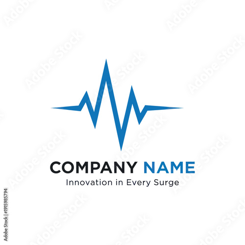 Blue ECG Heartbeat Logo Design Element.