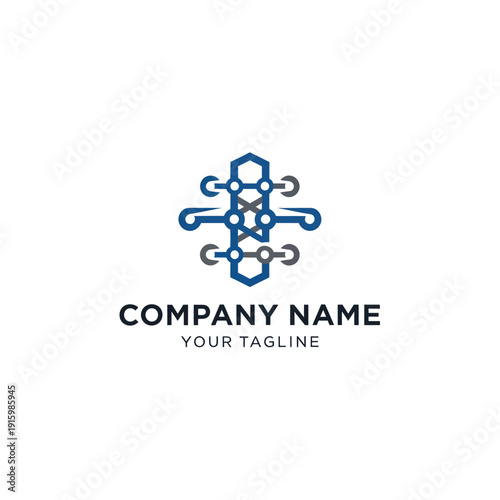Corporate Logo Design Template with Molecules.