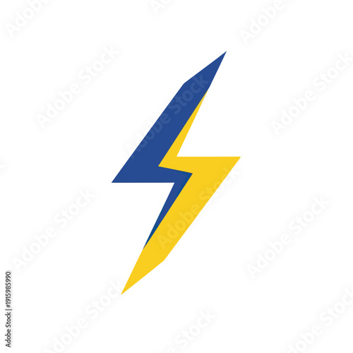 Blue and Yellow Lightning Bolt Icon.