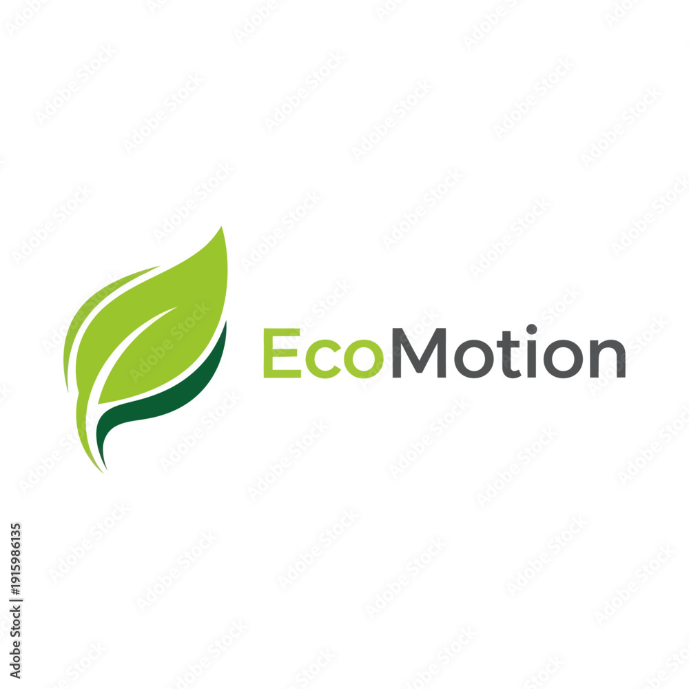 Fototapeta premium EcoMotion Logo Green Leaf Emblem Design.