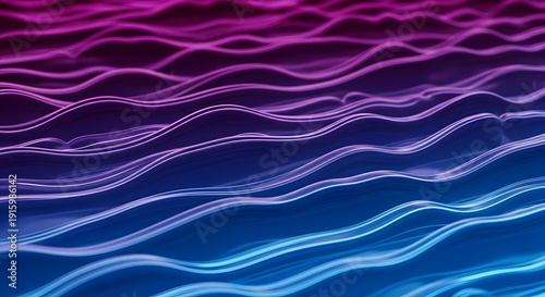 Vibrant wavy lines in purple and blue gradient background