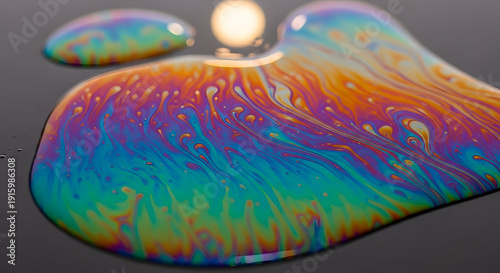 Vibrant colorful liquid splatter on dark surface