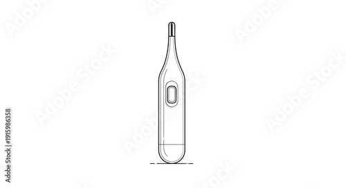 Digital Thermometer Line Art Illustration - Medical Device Icon