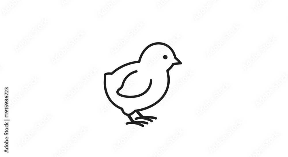 Obraz premium Cute Baby Chick Line Art Icon, Simple Vector Illustration of a Little Bird