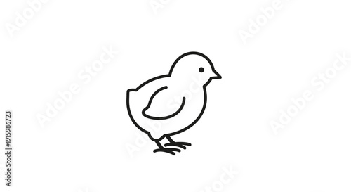 Cute Baby Chick Line Art Icon, Simple Vector Illustration of a Little Bird