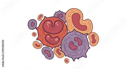 Microscopic View of Human Blood Cells and Immune System.