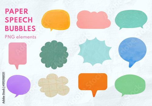 Colorful Paper Speech Bubbles Element Design Set