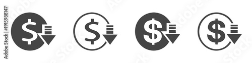 Cost reduction vector icon concepts