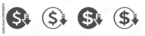 Cost reduction vector icon concepts