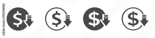 Cost reduction vector icon concepts
