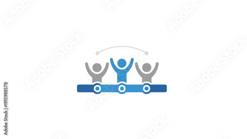 Foto Three people celebrating on a seesaw.