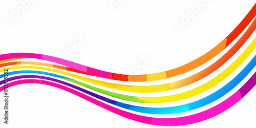 Colorful abstract waves sweeping across a white background
