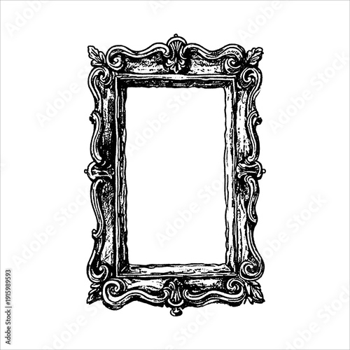 Hand drawn ornate vintage frame illustration