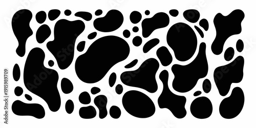 Abstract black and white pattern resembling animal spots or organic shapes