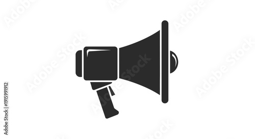Black Megaphone Icon on White Background.