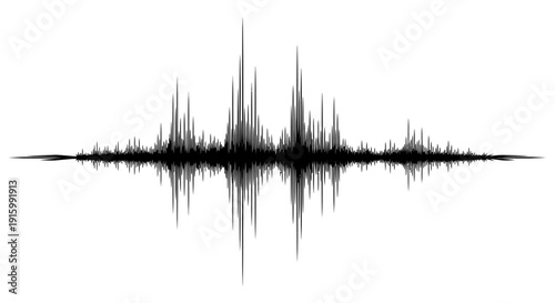 Black and white sound wave or earthquake seismograph.