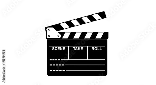 Classic film clapperboard for movie production and cinema industry.