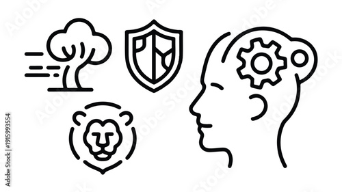 Clean outline vector icons pack for web and UI applications, abstract geometric shapes and symbols