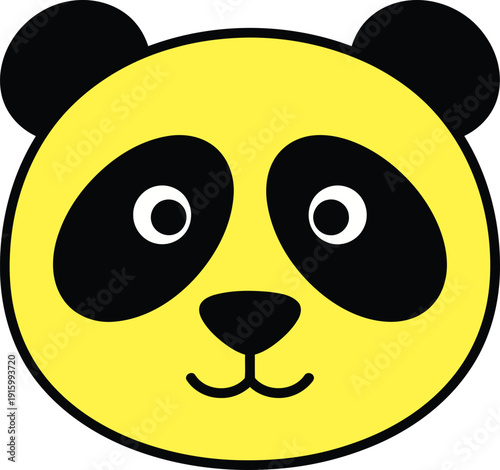 Yellow panda face with black ears and eye patches animal