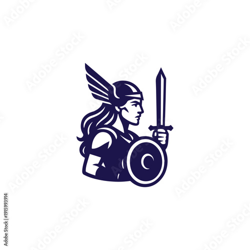 Modern Valkyrie Goddess Logo
