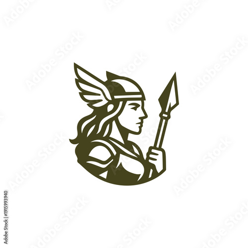 Modern Valkyrie Goddess Logo