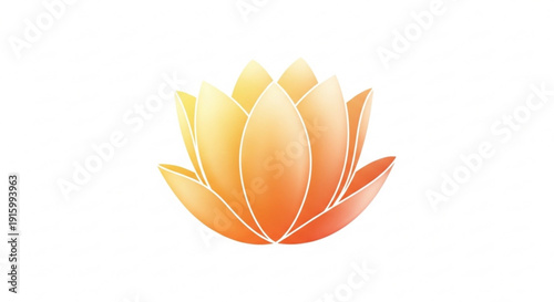 Vibrant orange lotus flower with white outlines on plain background