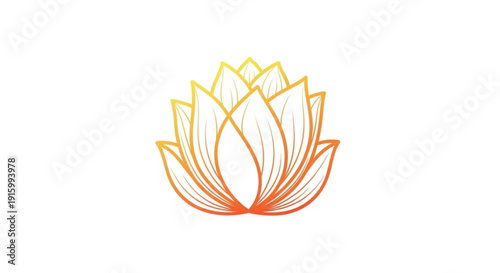Vibrant orange and yellow gradient lotus flower icon with white background
