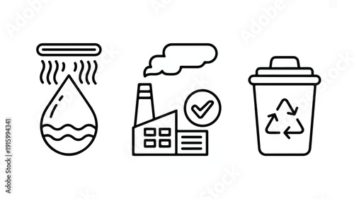 Minimalist outline vector icons for UI and web, featuring clean abstract shapes and symbols