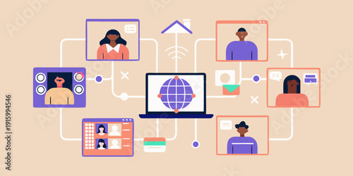 Digital connections a network of people communicating through technology