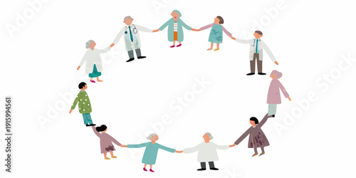 Diverse group of people holding hands in a circle representing unity