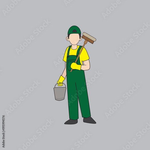 cartoon illustration of a cleaning service