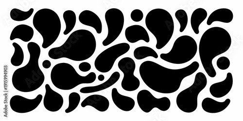 Abstract black shapes on a white background creating a fluid pattern