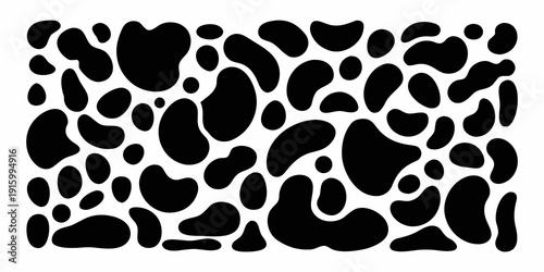 Abstract pattern of irregular black shapes on a white background