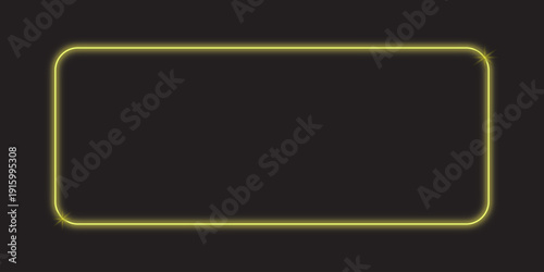 Neon light effect yellow rectangular border glow on black background