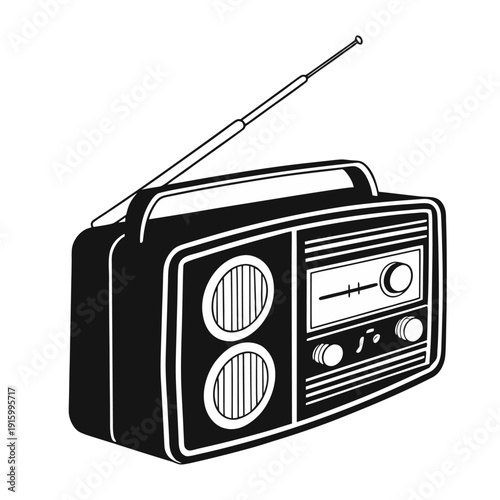 Vintage Portable Radio Illustration – Retro Music Device