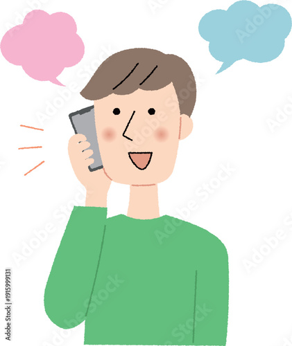 スマホで通話する若い男性