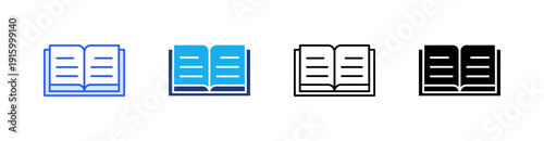 Book Multiple Style Icon Set Vector 