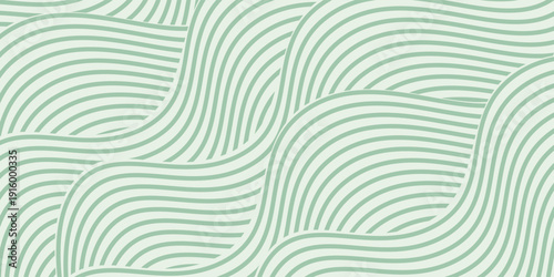 Abstract Sage Green Wavy Stripes Background. Modern Minimalist Vector Backdrop with Organic Curved Lines for Eco-Friendly Branding, Wellness Marketing, and Soft Aesthetic Graphic Design. Pastel Art.
