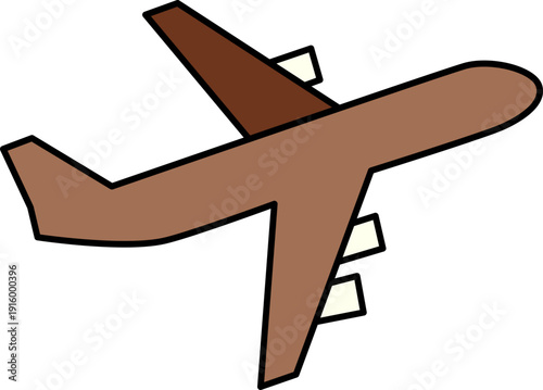 Minimalist Brown Airplane Illustration on White Background