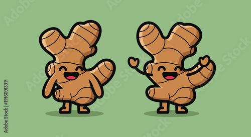 Cinnamon Stick Cartoon Characters Dancing.