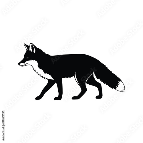 Minimalist Fox Silhouette Vector Prowling Wild Animal Illustration For Creative Branding Use