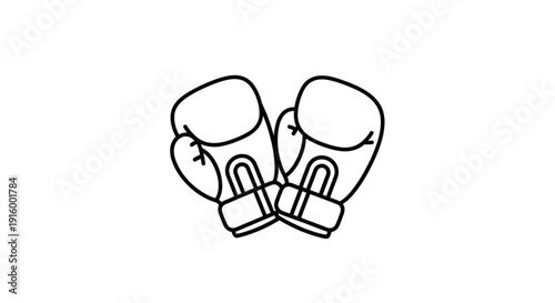 Two black boxing gloves crossed over each other in a fighting stance