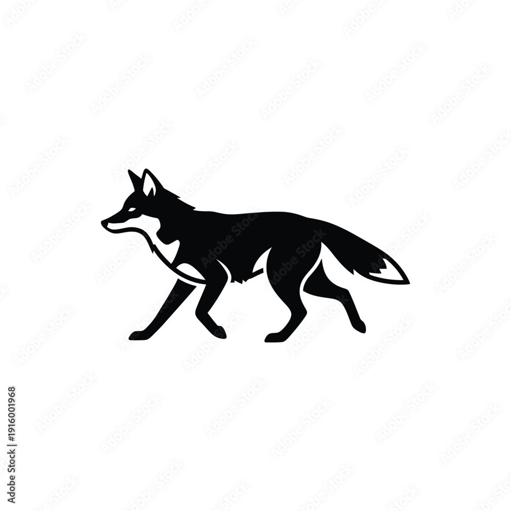 Fototapeta premium Walking Fox Vector Icon Stylized Wild Animal Silhouette Illustration For Logo Branding