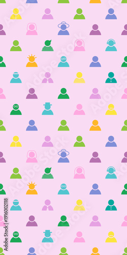 Wallpaper Mural Colorful Seamless Pattern of Diverse Avatars, Texture Torontodigital.ca