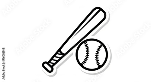 Baseball bat and ball icon sports equipment baseball game
