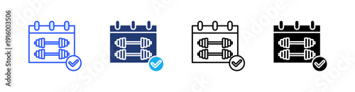 Fitness Schedule Multiple Style Icon Set Vector 