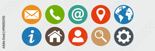 Colorful icons representing various communication and service-related functions Vector, illustration