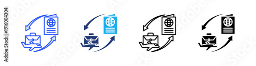 Immigration Multiple Style Icon Set Vector 